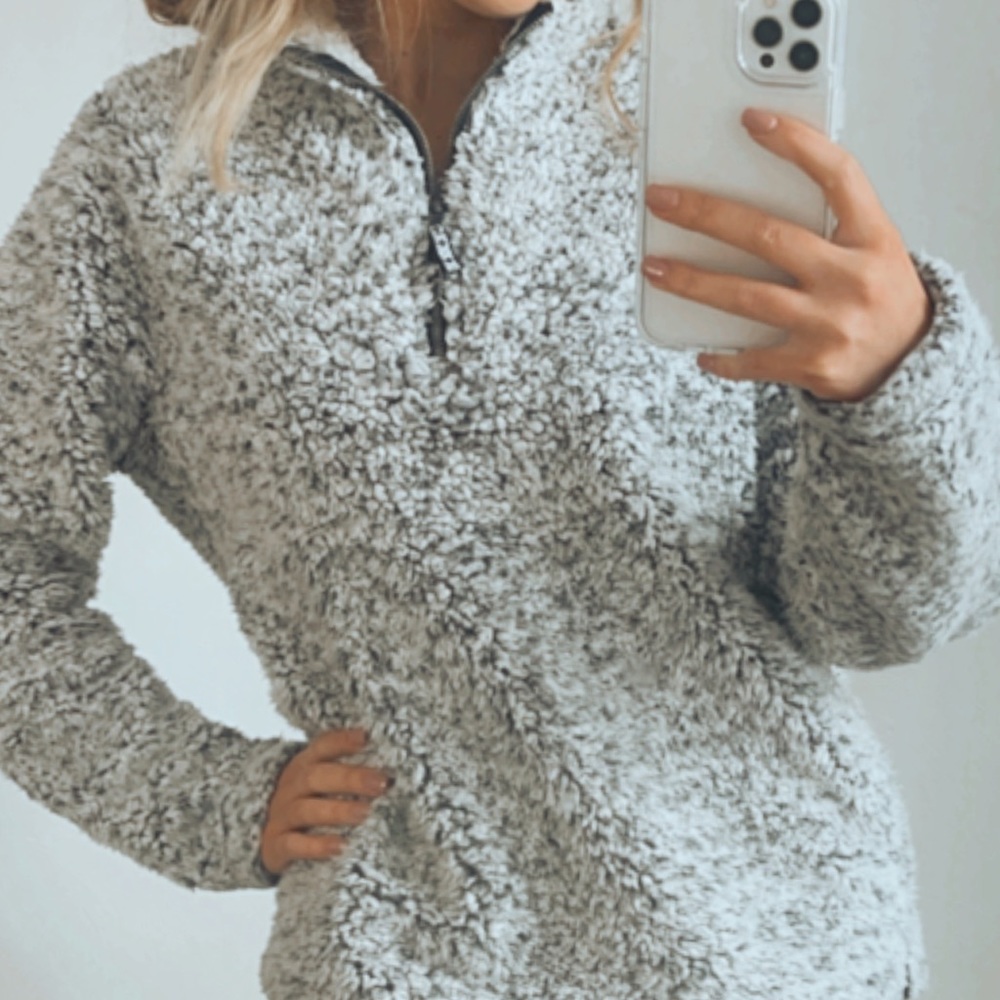 Fuzzy pullover sweatshirt